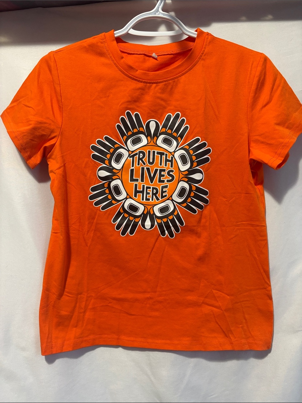 Kids Orange Short-Sleeve Tee with Graphic "Truth Lives Here"